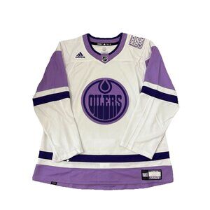 Adidas White and Purple Oilers Jersey